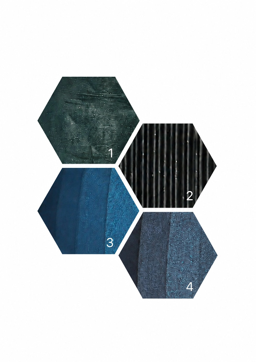 Colour swatch image showing the 4 sparkle filament colours offered by Solvi3D