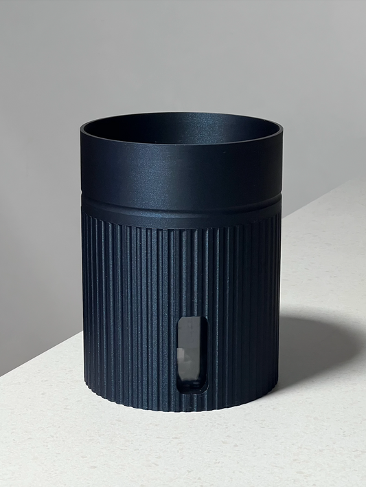 Moria extra large self-watering plant pot in Midnight, 3D printed in Cornwall UK, designed for LECA and PON growing, 17.5x23x17.5cm